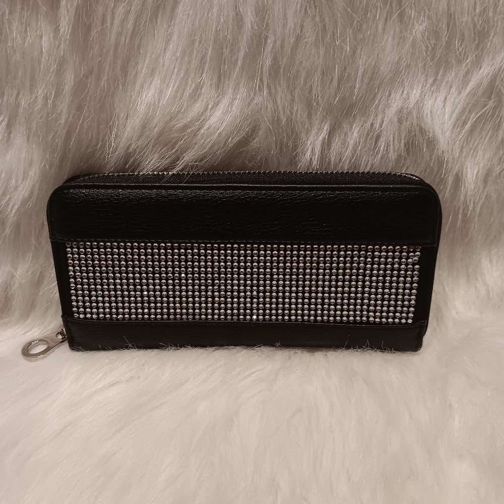 Chic Black and Silver Rhinestone Wallet